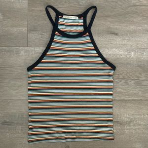 Striped Halter Neck Tank Top